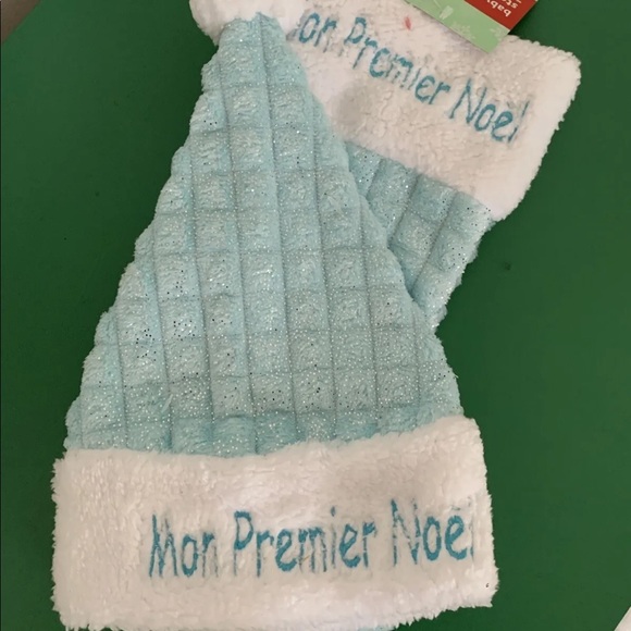 New Baby Stocking & Hat Set My First Christmas In French Blue Mon Premier Noel - Picture 6 of 7